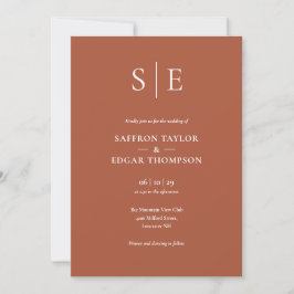Terracotta Elegant Modern Monogram Bröllop Inbjudningar
