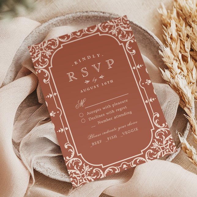 Terracotta elegant romantisk vintage bröllop OSA (Terracotta elegant romantic vintage wedding RSVP)