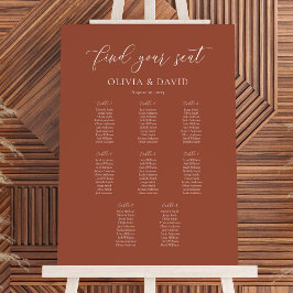 Terracotta Elegant Script 8 Bordsitsplan Poster