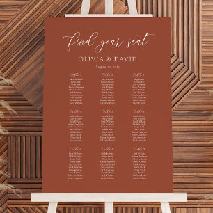 Terracotta Elegant Script 9 Bordsitsplan Poster