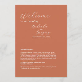 Terracotta Elegant Script Bröllop Itinerary Program