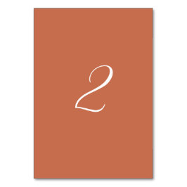 Terracotta Elegant Script Calligraphy Bröllop Bordsnummer