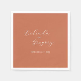 Terracotta Elegant Script Calligraphy Bröllop Pappersservett