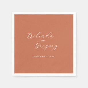 Terracotta Elegant Script Calligraphy Bröllop Pappersservett