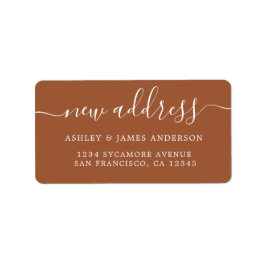 Terracotta Elegant Script Ny adressetikett
