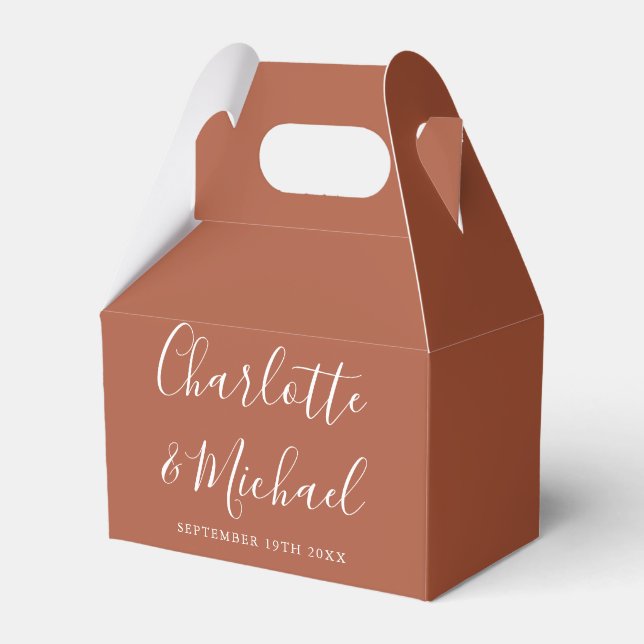 Terracotta Elegant Signature Script Bröllop Presentaskar (Framsidan Sidan)