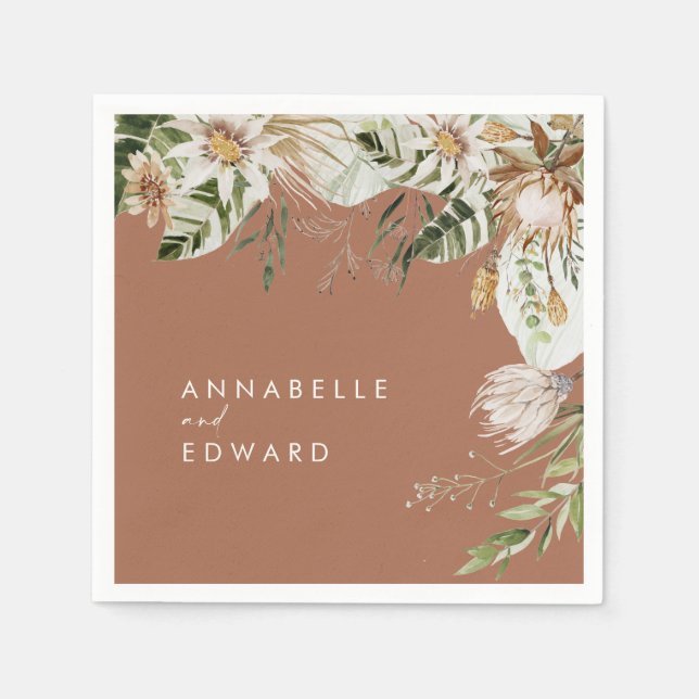 Terracotta enkel botanisk, modern elegant löv pappersservett (Framsidan)