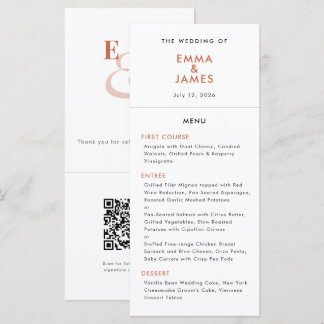 Terracotta Et-tecken Bröllop | QR-kod | Elegant Meny