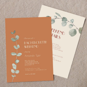 Terracotta Eucalyptus Deco Bachelorette Helg Inbjudningar