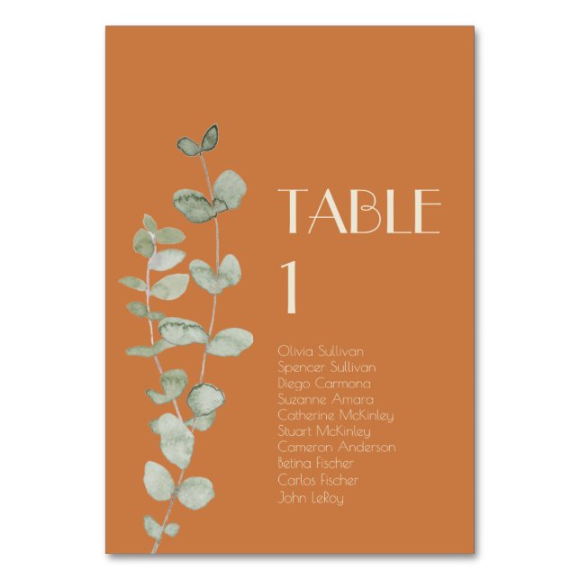 Terracotta Eucalyptus Deco Bordsnummer Guests (Framsidan)