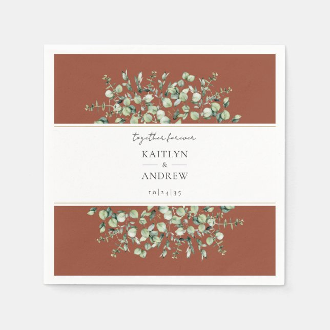 Terracotta Eucalyptus i Bröllop tillsammans Pappersservett (Framsidan)