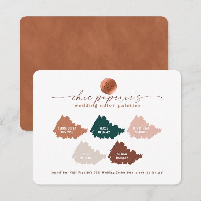 Terracotta Fall 2021 Bröllop Palette Card (Fram/baksida)