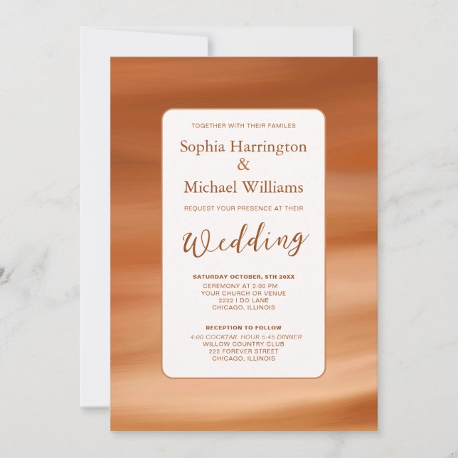 Terracotta Fall Autumn Wedding Invite QR Code  Inbjudningar (Framsida)