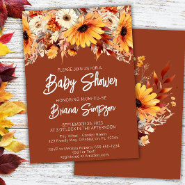 Terracotta Fall Blommigt Baby Shower Inbjudningar