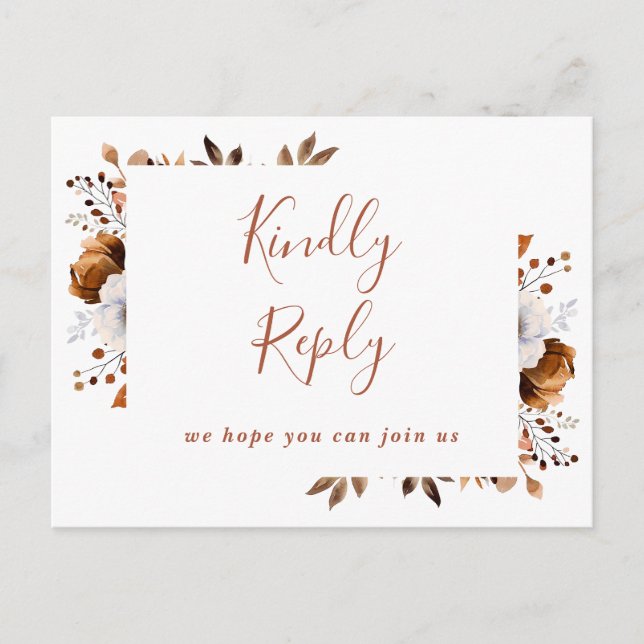 Terracotta Fall Blommigt Sång Begär OSA Postcard Inbjudan Vykort (Framsida)