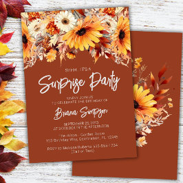 Terracotta Fall Blommigt Surprise Birthday Inbjudningar