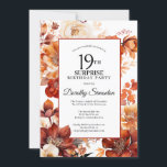 Terracotta Fall Flowers 19:e överraskningsdagen Inbjudningar<br><div class="desc">Elegant terracotta orange vattenfärblommor skapar en fet blommigt ram på den här inbjudan på födelsedagskalendern för fallande blommigt. Ett vanligt skript ge är en modern vibe.</div>