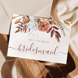 Terracotta Fall Foliage Flower Bridesmaid Frieri Inbjudningar