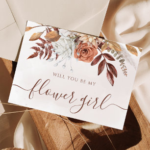 Terracotta Fall Foliage Flower Girl Frieri Inbjudningar