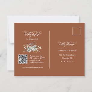 Terracotta Fall Grönt Löv QR Code Adress OSA Vykort