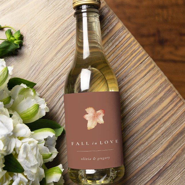 Terracotta "Fall in Kärlek" Höst löv Vinetikett (Skapare uppladdad)