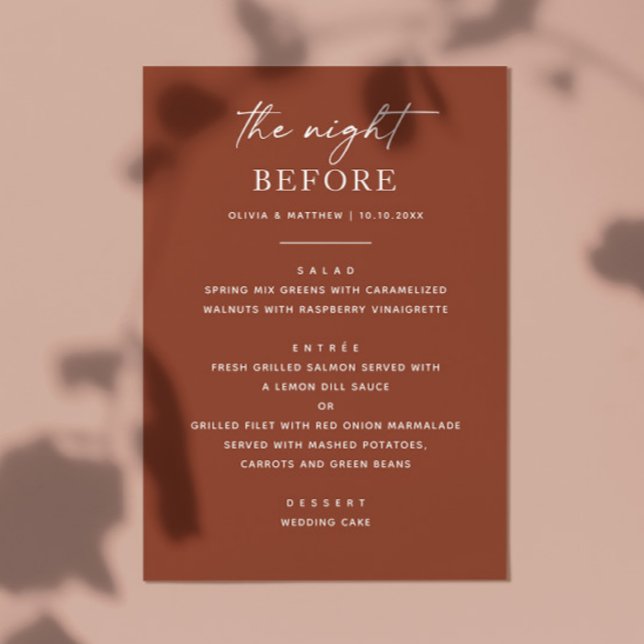 Terracotta Fall Rehearsal Dinner | Natt före Meny (Skapare uppladdad)