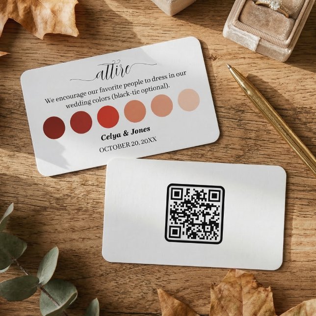 Terracotta Fall Wedding Attire Dress Code Palette  Tilläggskort ( Fall Wedding Attire Dress Code Palette Enclosure Card)