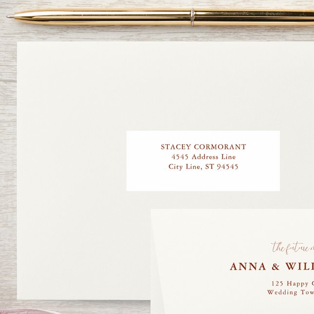 Terracotta Fall Wedding Guests Adressetiketter Klistermärken (Terracotta Wedding Guest Address Labels Elegant Classy Traditional Formal Simple)