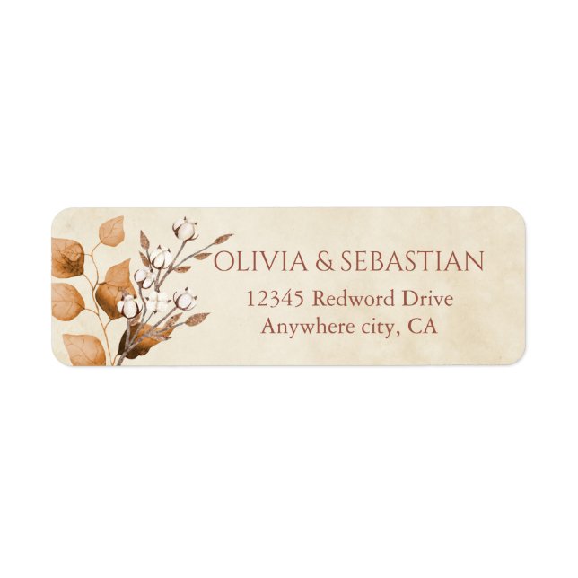 Terracotta Fall Wedding Return-adressetikett Returadress Etikett (Framsidan)