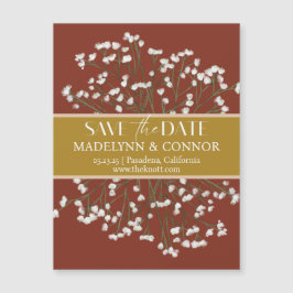 Terracotta Fält Flowers Bröllop spara datum Magnetisk Inbjudningskort