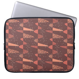 Terracotta färg vågar och stjärnor sömlösa mönster laptop fodral