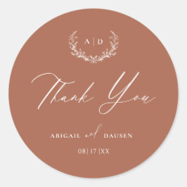 Terracotta Favor Sticker Bröllop Tack Märkre Runt Klistermärke