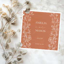 Terracotta Floral Rustic Paper Wedding  Pappersservett