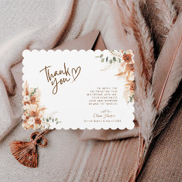 Terracotta Floral Scalloped Graduation Thank You Tack Kort