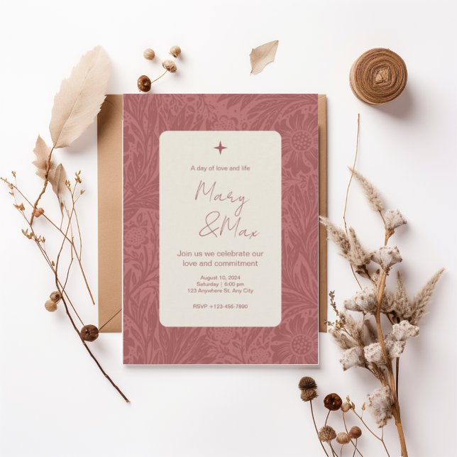 Terracotta Floral Wedding Invitation Inbjudningar (Skapare uppladdad)