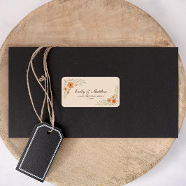 Terracotta Floral Wedding Return Address Label Adressetikett