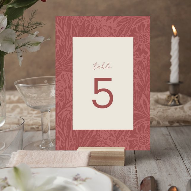 Terracotta Floral Wedding Table Number Card Bordsnummer (Skapare uppladdad)