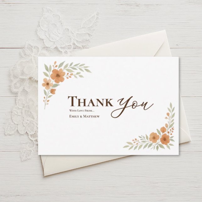 Terracotta Floral Wedding Thank You Card (Skapare uppladdad)