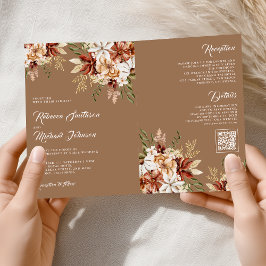 Terracotta Floral Wildflower Beige Tan Wedding Inbjudan