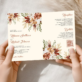 Terracotta Floral Wildflower Cream Wedding Inbjudan