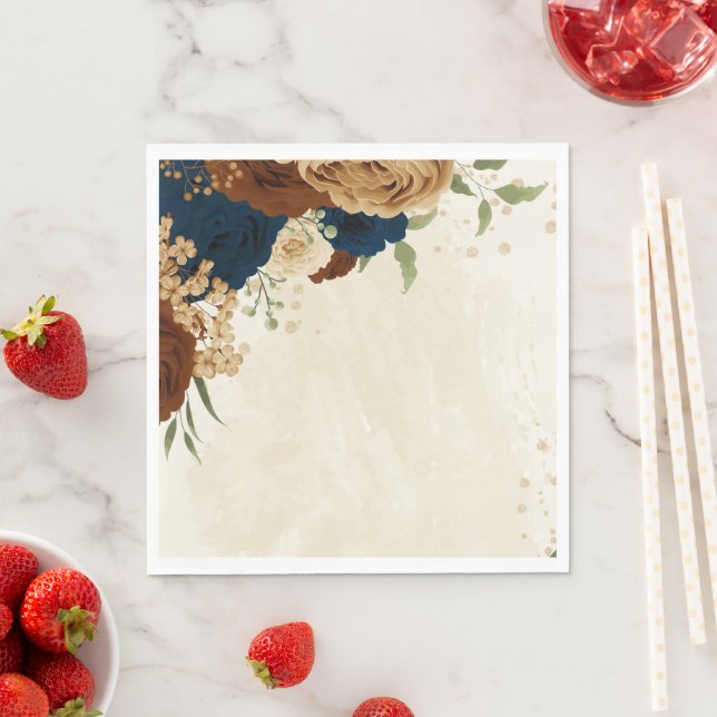 Terracotta-flottan blommigt bröllop pappersservett (Insitu)