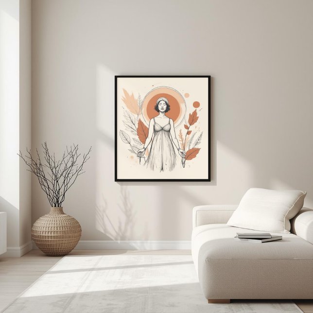 Terracotta Flow – Botanisk Abstrakt Balans I Poster (Skapare uppladdad)