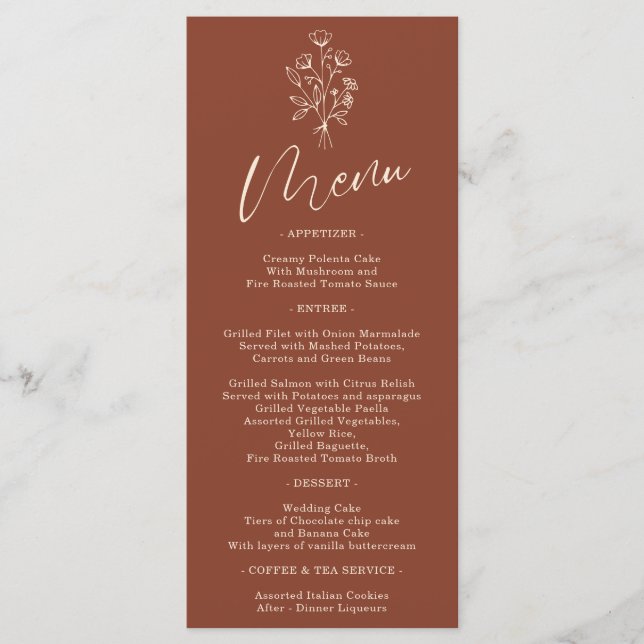 Terracotta Flower Bohemian Simple Botanian Meny (Framsida)