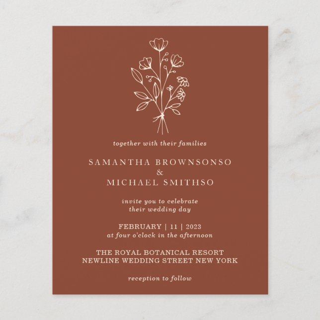 Terracotta Flower Bouquet Boho Budget Botanicals Flygblad (Framsidan)