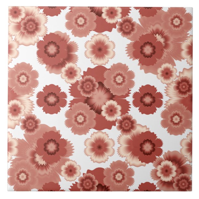 Terracotta Flower Mönster Kakelplatta (Framsidan)