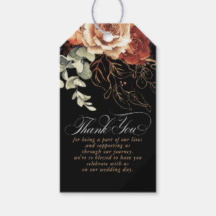 Terracotta Flowers Boho Black Tack Presentetikett