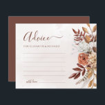 Terracotta Flowers Boho Fall Wedding Advice Card<br><div class="desc">Skapa en långvarig keepy med dessa vackra, terracotta faller blommigt, bröllop rådgivningskort. Låt era gäster sin uppriktiga visdom och välkommen önskemål för ett lycklig-giftermål. De här charmkorten är perfekt för alla par som planerar ett bohemiskt fallbröllop. De är ett underbart alternativ till en traditionell gästbok och kommer att vara skattade...</div>