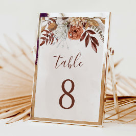 Terracotta Flowers Boho Fall Wedding Bordsnummer