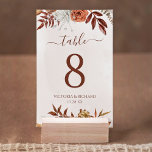 Terracotta Flowers Boho Fall Wedding Bordsnummer<br><div class="desc">De moderna bordsnumren stil bröllop med  med vattenfärgade blommor och höst löv i jordnära toner som rostbrun,  brinnande orange och terracotta. Valet av perfekt för bröllop under hösten.</div>
