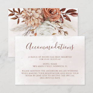 Terracotta Flowers Boho Fall Wedding-inkvartering Tilläggskort